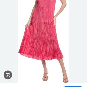 Eileen Fisher Pink Pleated Tiered Midi Sundress